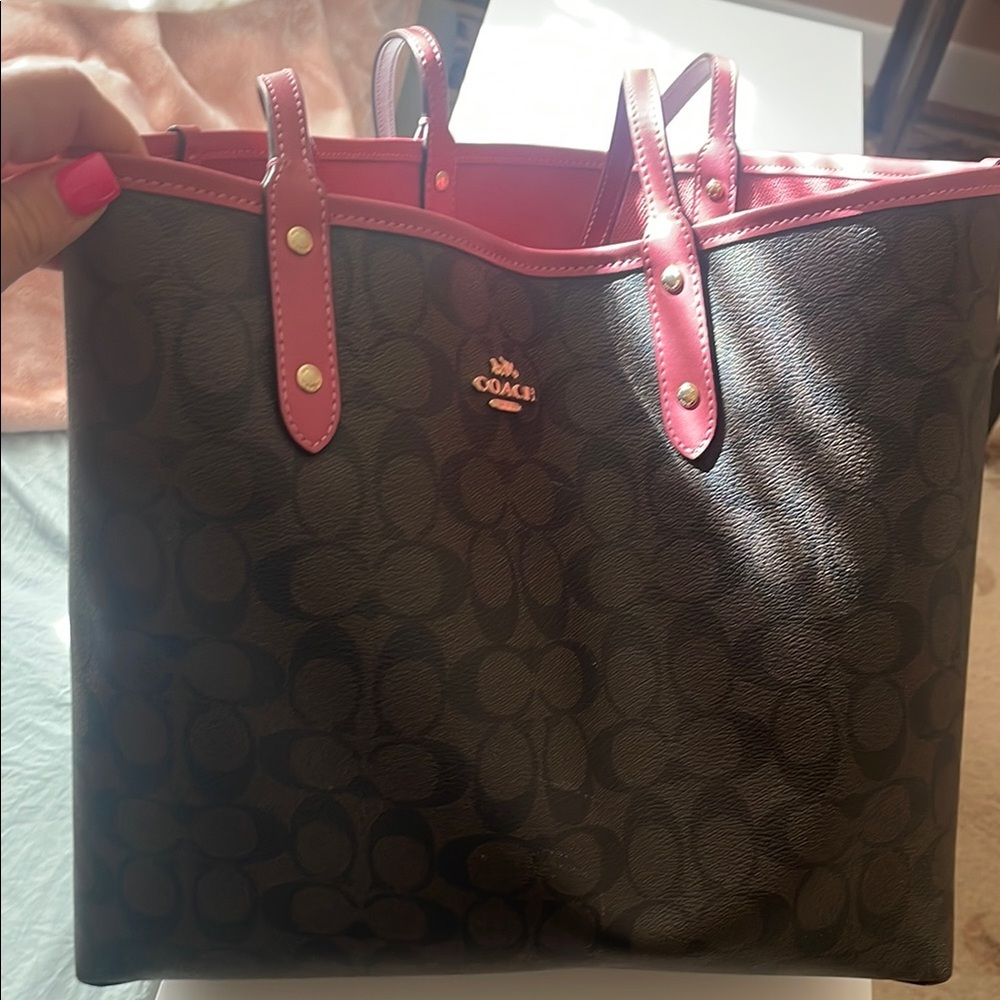 Coach Black and Pink Signature Tote Bag